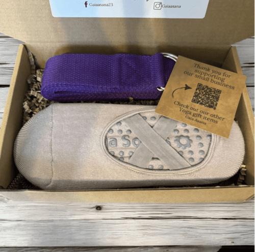 Yoga socks and strap gift set